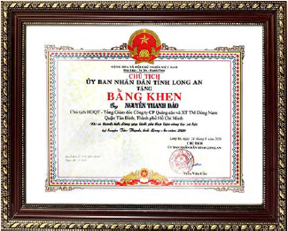 Bằng khen của Uỷ ban nhân dân tỉnh Long An 